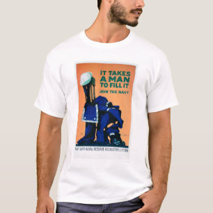 Het neemt een Man om een Eenvormige marine (US0228 T-shirt