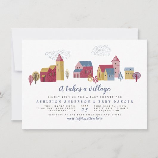 Het neemt een Village Blue Boy Baby shower Kaart (Voorkant)