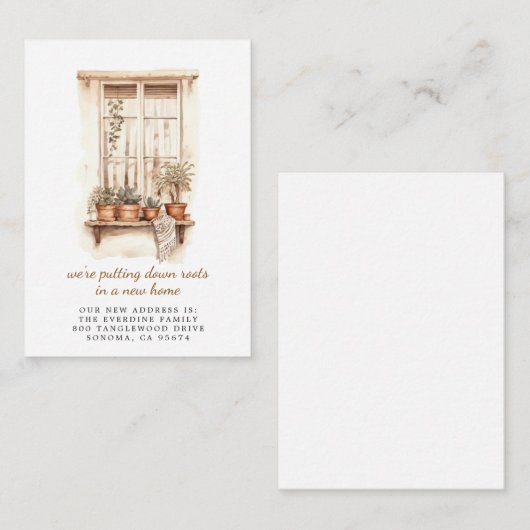 Het neerzetten van wortels vensterbank potten Plan Notitiekaartje (Voorkant / Achterkant)