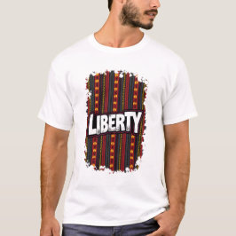 Het negentiende woord "LIBERTY" op een Afrikaanse T-shirt