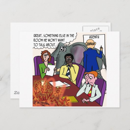 Het negeren van de olifant en het vuur op de confe briefkaart (Voorkant / Achterkant)