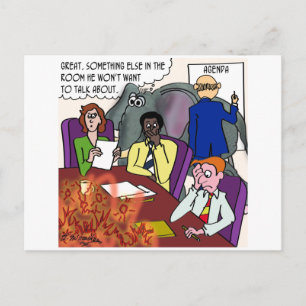 Het negeren van de olifant en het vuur op de confe briefkaart