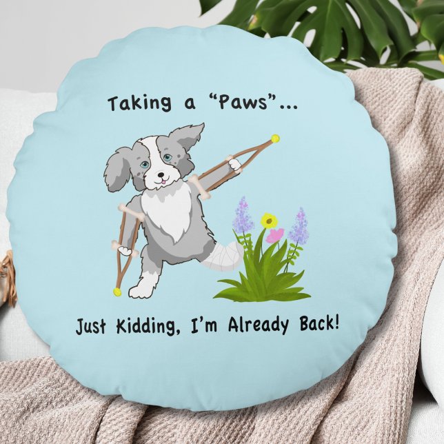 Het nemen van een "Paws" Collie op krukken Rond Kussen (Creator heeft geüpload)