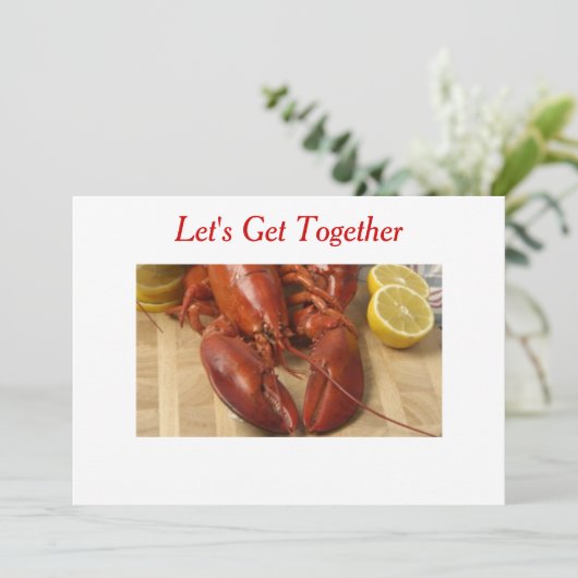 HET NEMEN VAN LOBSTER INVITE ZEGT: "LATEN WE SAMEN KAART (Staand voorkant)
