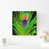 Het neon kleurt de Veer van de Pauw Vierkante Klok (Huis)