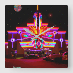 Het Neon Moon Theater Vierkante Klok