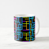 Het Neon Retro Raster Koffiemok (Voorkant rechts)
