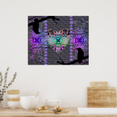 Het neonhart van de Zwarte Raven Poster (Keuken)
