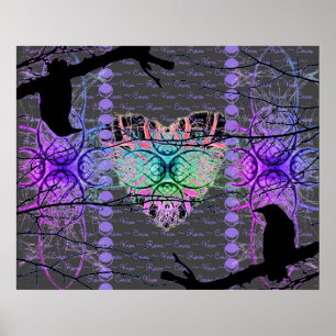 Het neonhart van de Zwarte Raven Poster