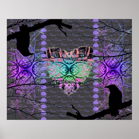 Het neonhart van de Zwarte Raven Poster (Voorkant)