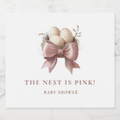 Het nest bestaat uit roze Baby shower Sparkling Wijnetiket (Enkel label)