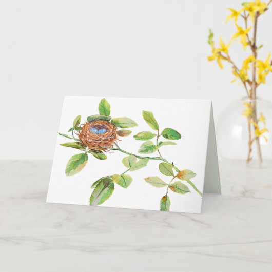 Het Nest van de Vogel van de waterverf Kaart (Gele Bloem)