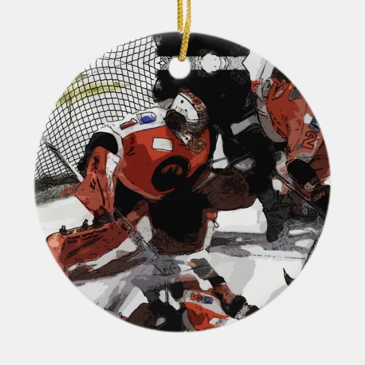 Het net-Ice Hockey keramische siermiddel bescherme Keramisch Ornament (Voorkant)