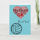 Het Netball van het Ontwerp van het Hart van de Bedankkaart (Voorkant)