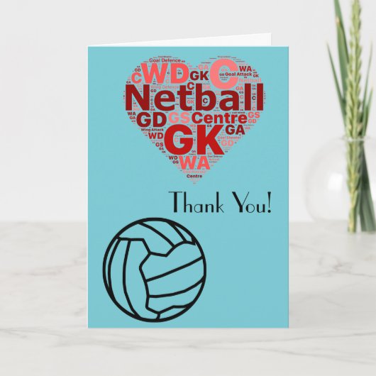Het Netball van het Ontwerp van het Hart van de Bedankkaart (Voorkant)