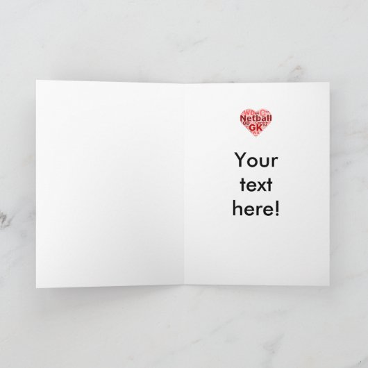 Het Netball van het Ontwerp van het Hart van de Bedankkaart (Binnen)