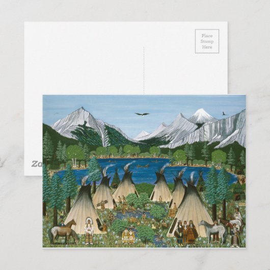 Het Nez Perce ~ Wallowa Lake Briefkaart (Voorkant / Achterkant)