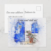 Het Nieuwe Adres van de Deur van de waterverf hebb Aankondigingskaart (Voorkant / Achterkant)