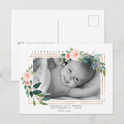 het nieuwe baby bloost het bloemenbriefkaart van feestdagenkaart (Voorkant / Achterkant)