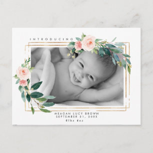het nieuwe baby bloost het bloemenbriefkaart van feestdagenkaart