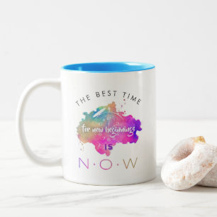 Het nieuwe Begin van Begin van begin - nu Motivati Tweekleurige Koffiemok