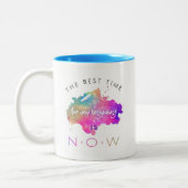 Het nieuwe Begin van Begin van begin - nu Motivati Tweekleurige Koffiemok (Links)