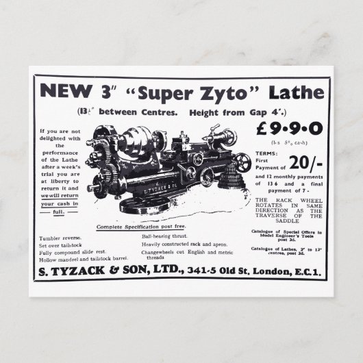 Het nieuwe Briefkaart van Super Zyto Lathe Avert 1 (Voorkant)