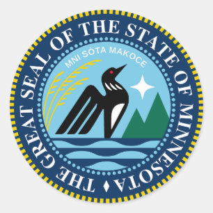 Het nieuwe grootzegel van de staat Minnesota Ronde Sticker