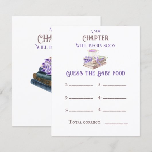 Het nieuwe Hoofdstuk begint Boek raad Baby shower (Voorkant / Achterkant)