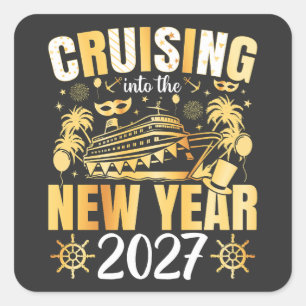 Het nieuwe jaar 2027 binnenzeilen vierkante sticker