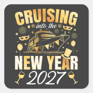 Het nieuwe jaar 2027 binnenzeilen vierkante sticker