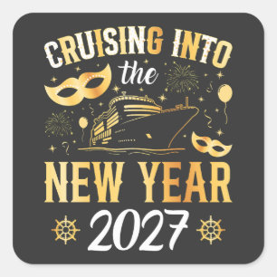 Het nieuwe jaar 2027 binnenzeilen vierkante sticker