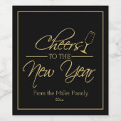 Het nieuwe jaar, het gouden Manuscript Wijn Etiket (Enkel label)