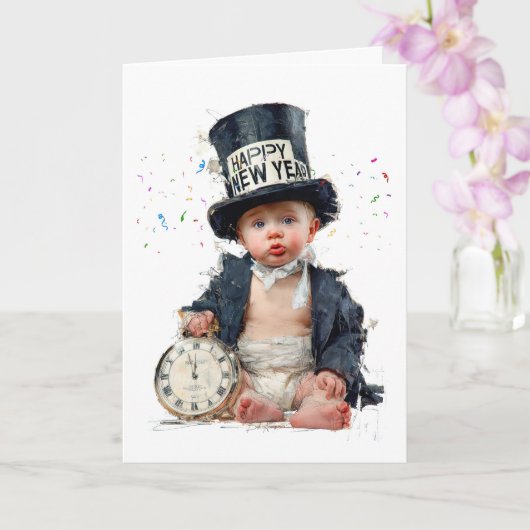 Het nieuwe jaar in met een glimlach kaart (Orchidee)