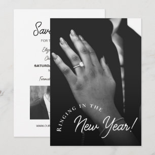 Het nieuwe jaar inluiden 2 verlovingsfoto's save the date