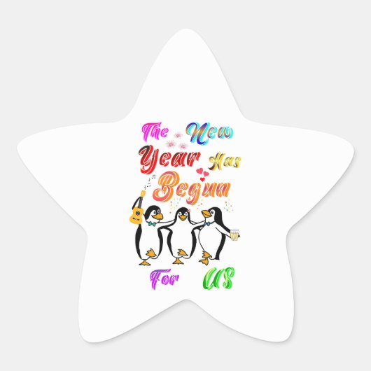 Het Nieuwe Jaar Is Voor Ons Begonnen Ster Sticker (Voorkant)