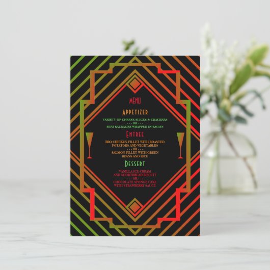 Het nieuwe jaarmenu van Gatsby Miami 1920 Menu (Staand voorkant)