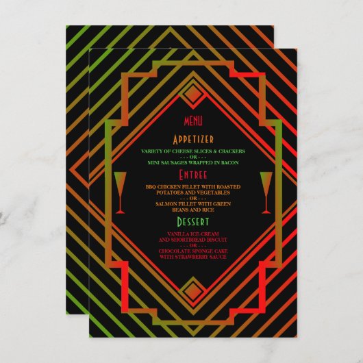 Het nieuwe jaarmenu van Gatsby Miami 1920 Menu (Voorkant / Achterkant)