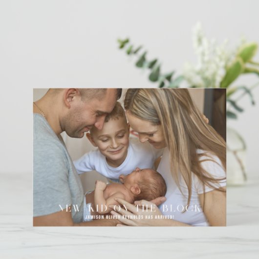 Het nieuwe Kind | Schattige 4 Foto Geboorte Aankondiging (Staand voorkant)