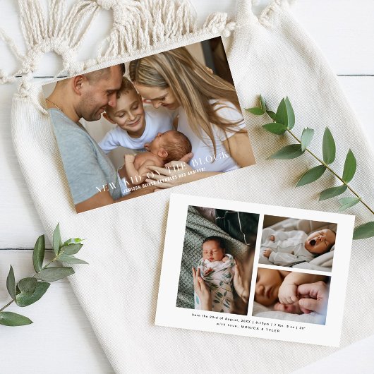 Het nieuwe Kind | Schattige 4 Foto Geboorte Aankondiging