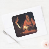 Het nieuwe kind vierkante sticker (Envelop)