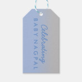 Het nieuwe Label van Baby Blue Silver Ombre Shower Cadeaulabel (Voorkant)