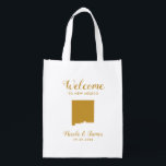 Het nieuwe Mexico Destination Wedding Welcome Bag  Boodschappentas<br><div class="desc">Het weekend van het huwelijk heet cadeautas voor gasten uit de stad voor je bruiloft,  met afbeelding van New Mexico,  met hart dat je op de precieze locatie kunt plaatsen. Vul tas met je favoriete godies.</div>