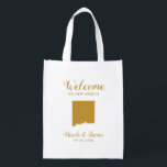 Het nieuwe Mexico Destination Wedding Welcome Bag  Boodschappentas<br><div class="desc">Het weekend van het huwelijk heet cadeautas voor gasten uit de stad voor je bruiloft,  met afbeelding van New Mexico,  met hart dat je op de precieze locatie kunt plaatsen. Vul tas met je favoriete godies.</div>
