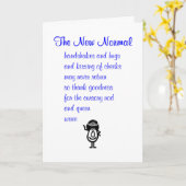 het nieuwe normale , een grappig gedicht voor een  kaart (Gele Bloem)