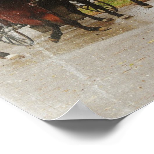 Het nieuwe paard thuis brengen op de Amish-manier Poster (Hoek)