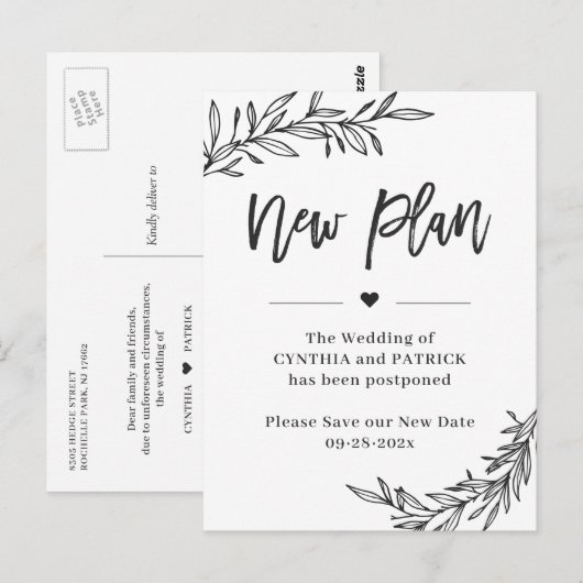 Het Nieuwe Plan van de weddenschap sparen de Nieuw Briefkaart (Voorkant / Achterkant)