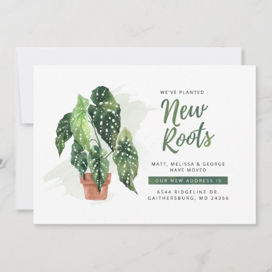 Het nieuwe Plant van Roots Bewegend Nieuw Adres Aankondiging (Voorkant)