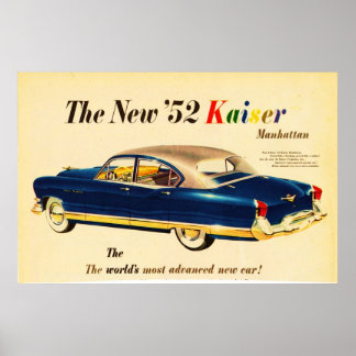 Het nieuwe Poster van Kaiser Car 3 van '52