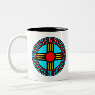 Het nieuwe Symbool van Mexcio Zia Tweekleurige Koffiemok